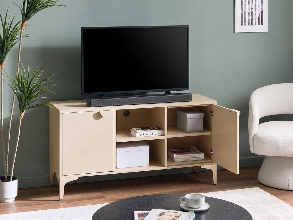 Beliani TV staliukas ARDURA metalinis smėlio spalvos