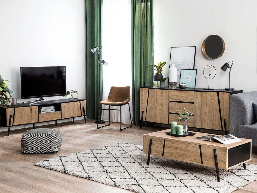 Beliani TV staliukas BLACKPOOL, ruda / juoda