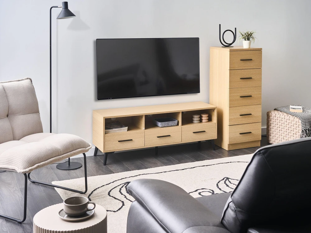 Beliani TV staliukas KITIMAT šviesiai rudas