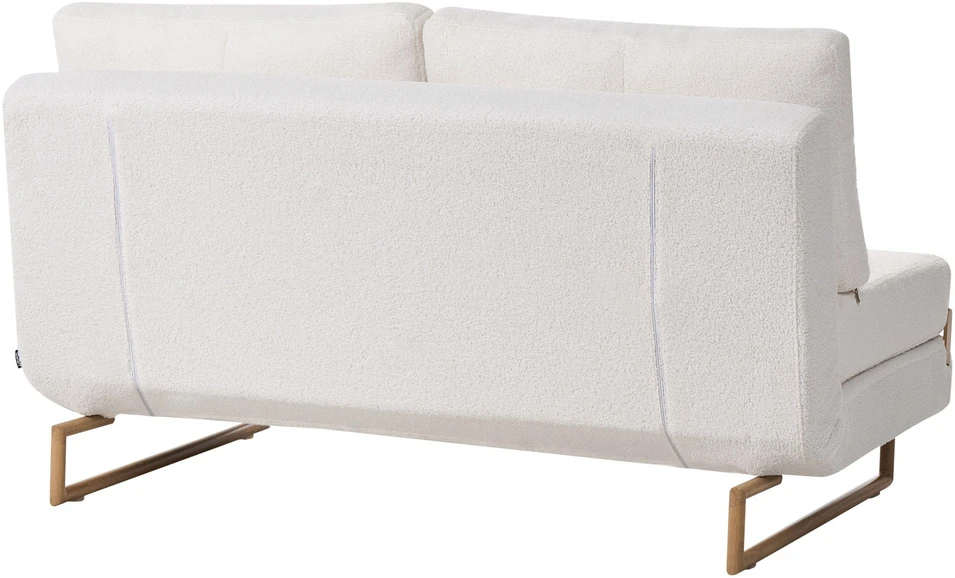 Beliani Tvivietė sofa lova JERSLEV Boucle, kreminės spalvos