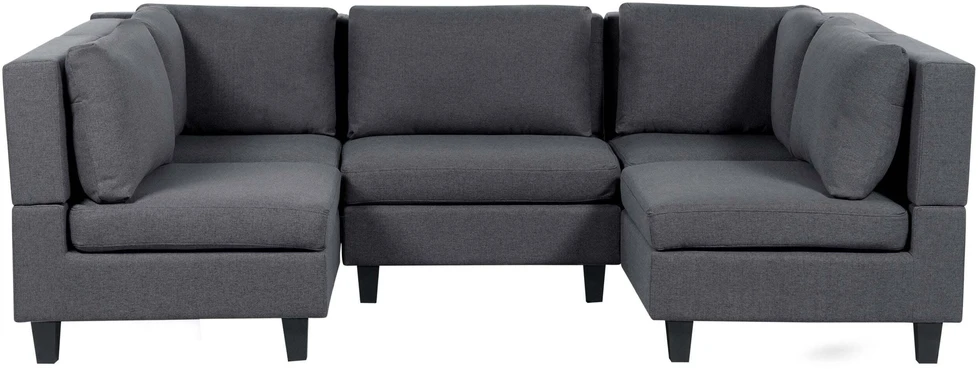 Beliani U formos modulinė sofa 5 asmenims UNSTAD tamsiai pilka