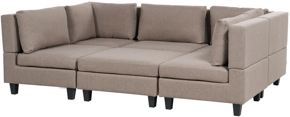 Beliani U formos modulinė sofa 5 asmenims UNSTAD ruda su pufu