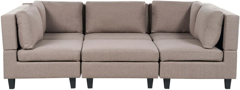 Beliani U formos modulinė sofa 5 asmenims UNSTAD ruda su pufu