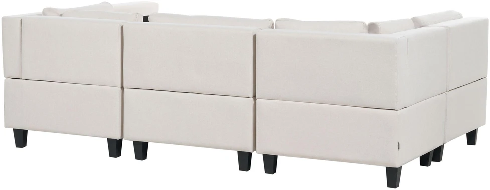 Beliani U formos modulinė sofa 5 asmenims UNSTAD šviesiai smėlio spalvos