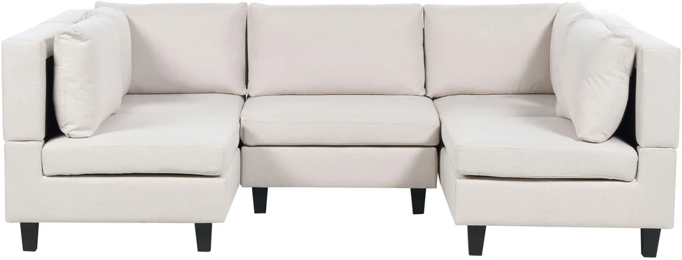 Beliani U formos modulinė sofa 5 asmenims UNSTAD šviesiai smėlio spalvos