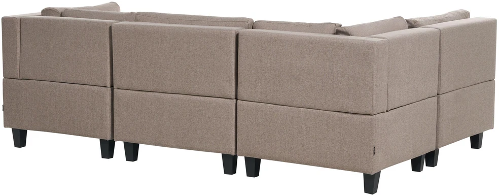 Beliani U formos modulinė sofa 5 asmenims UNSTAD ruda su pufu