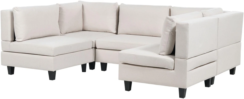 Beliani U formos modulinė sofa 5 asmenims UNSTAD šviesiai smėlio spalvos
