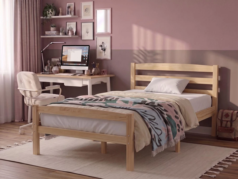 Beliani Vaikiška lova iš pušies medienos ECHALLON 80 x 200 cm, šviesiai ruda