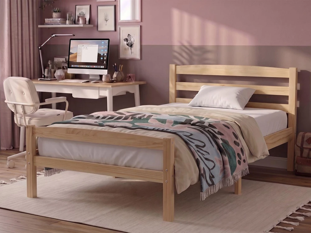 Beliani Vaikiška lova iš pušies medienos ECHALLON 90 x 200 cm šviesiai ruda