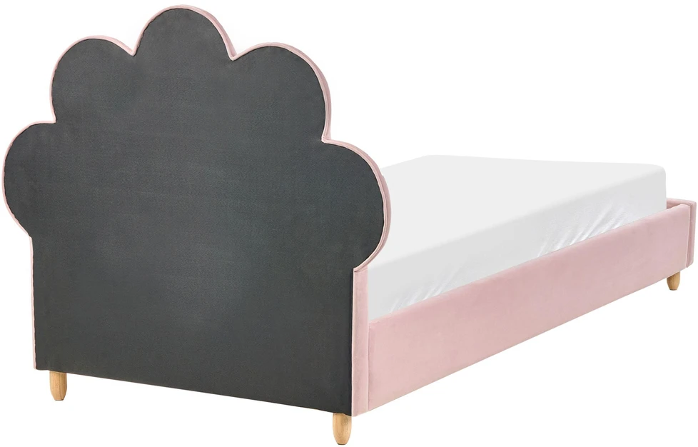 Beliani Vaikiška lova Muszla aksominė NEULISE 90 x 200 cm rožinė