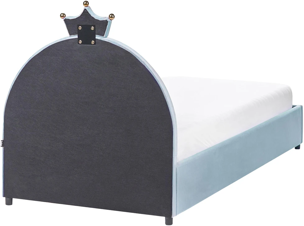 Beliani Vaikiška lova su daiktadėže GRISETOT Veliūras Mėlyna 90 x 200 cm