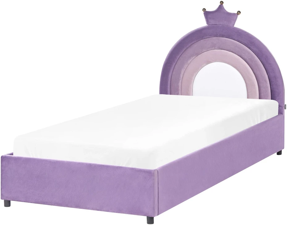 Beliani Vaikiška lova su patalynės dėže GRISETOT veliūrinė, violetinė, 90 x 200 cm