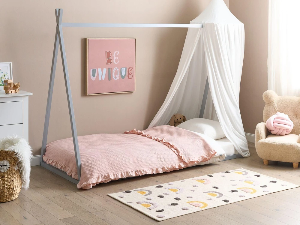 Beliani Vaikiška lova tipi iš pušies medienos SAURAT 90 x 200 cm pilka