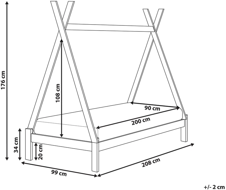 Beliani Vaikiška lova Tipi medinė pušies DEVAY 90 x 200 cm balta