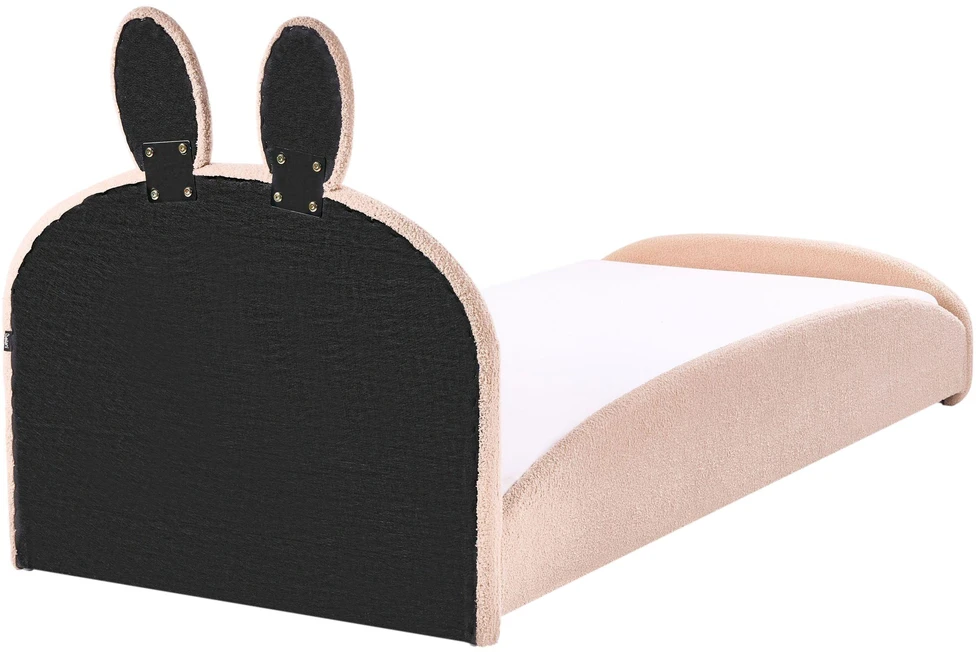 Beliani Vaikiška lova zuikis Bouclé PERROS 90 x 200 cm smėlio spalvos