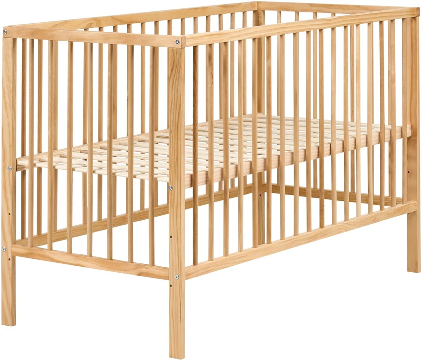 Beliani Vaikiška lovelė iš pušies medienos BELENGER 60 x 120 cm, šviesiai ruda