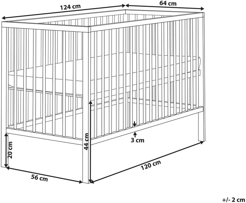 Beliani Vaikiška lovelė iš pušies medienos BELENGER 60 x 120 cm, šviesiai ruda