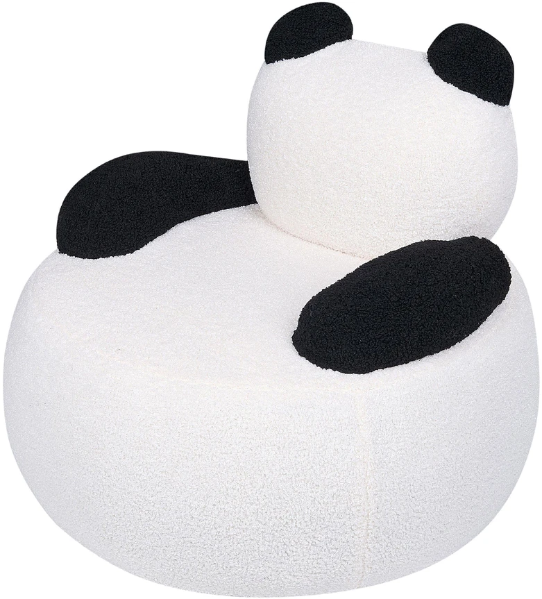 Beliani Vaikiškas fotelis Panda VIBY Boucle baltos spalvos