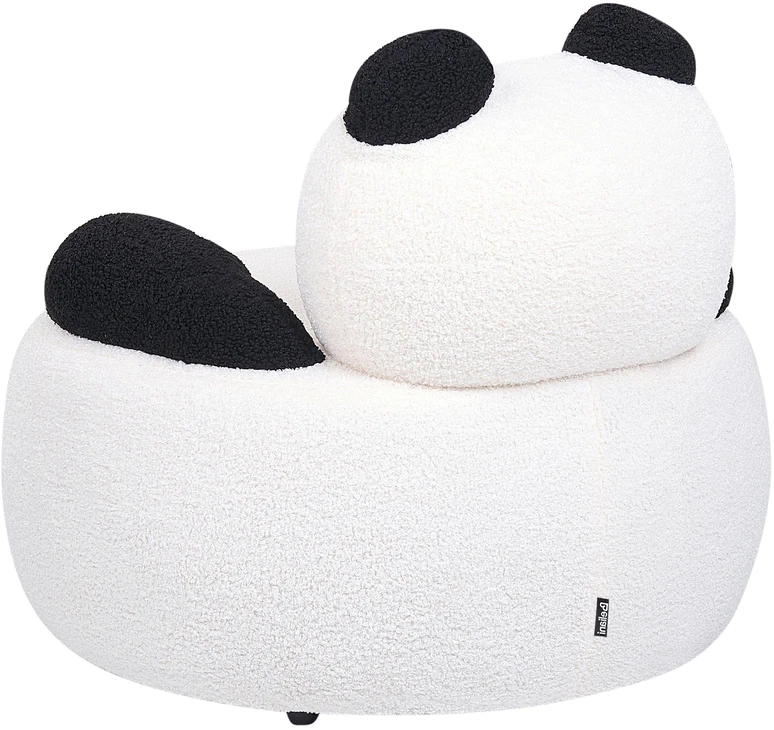 Beliani Vaikiškas fotelis Panda VIBY Boucle baltos spalvos