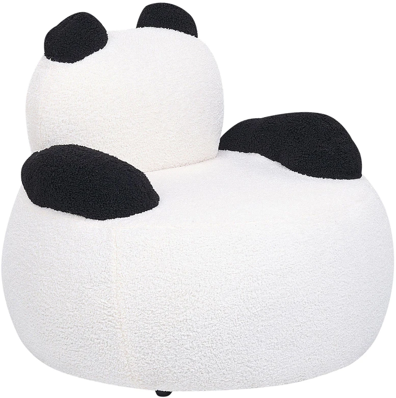 Beliani Vaikiškas fotelis Panda VIBY Boucle baltos spalvos