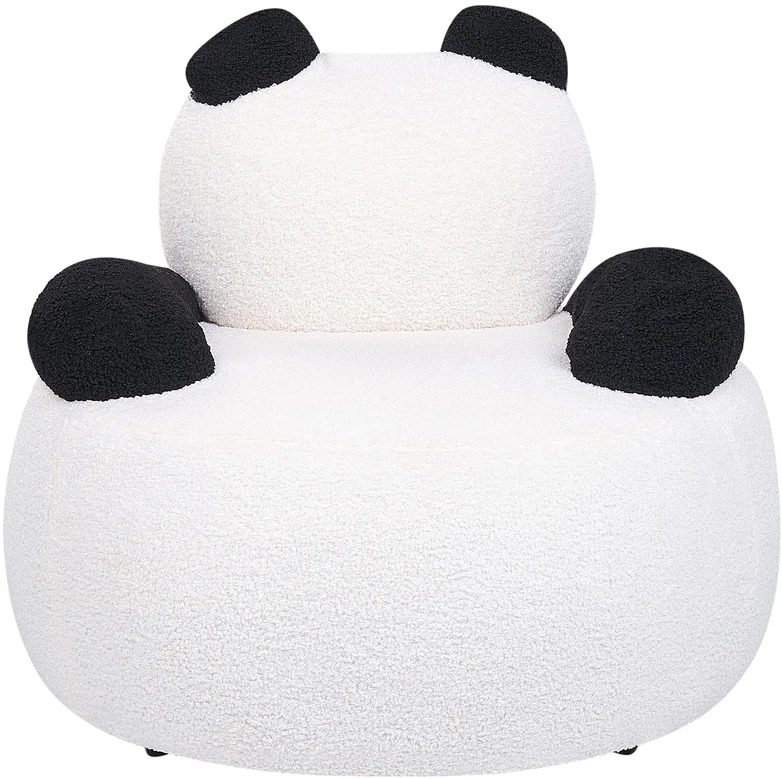 Beliani Vaikiškas fotelis Panda VIBY Boucle baltos spalvos
