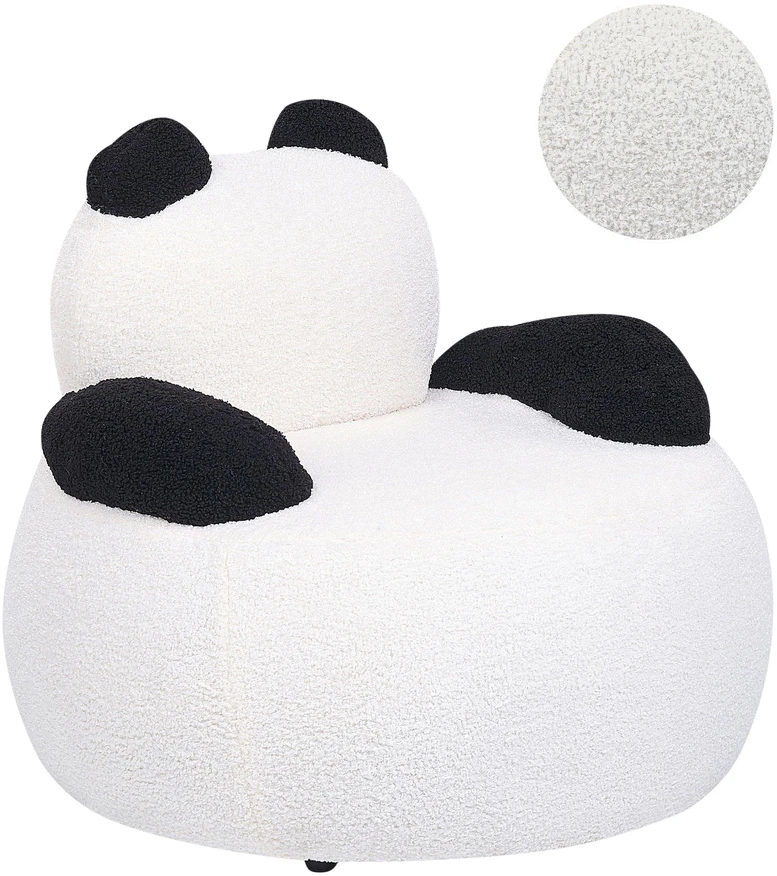 Beliani Vaikiškas fotelis Panda VIBY Boucle baltos spalvos