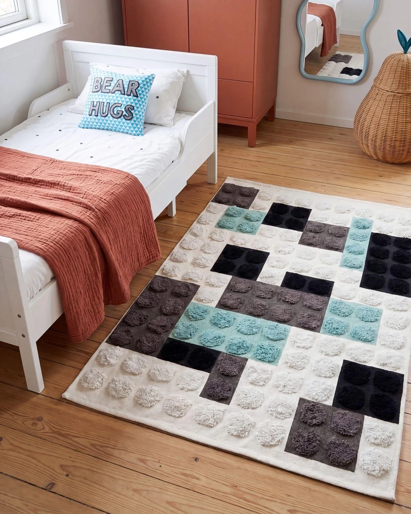 Beliani Vaikiškas kilimas BRICKY baltas 90 x 130 cm medvilninis