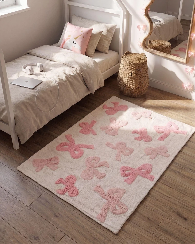 Beliani Vaikiškas kilimas FITA rožinis 90 x 130 cm medvilninis