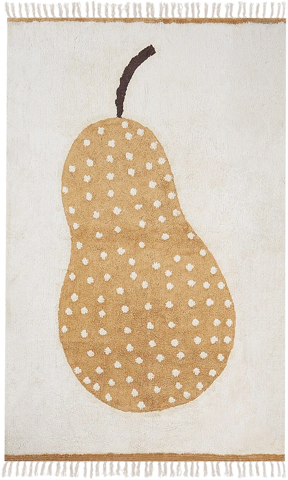 Beliani Vaikiškas kilimas KHIDARI garstyčių spalvos, dramblio kaulo, 140 x 200 cm, medvilninis
