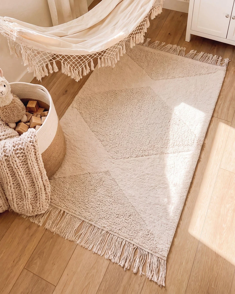 Beliani Vaikiškas kilimas KHONOMA šviesiai smėlio spalvos 60 x 90 cm medvilninis