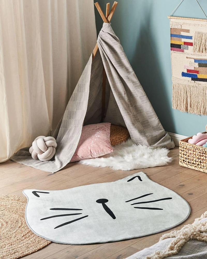Beliani Vaikiškas kilimas KITTY Pilkas ø 100 cm