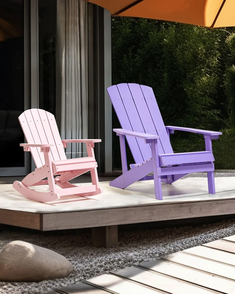 Beliani Vaikiškas sodo supamasis krėslas ADIRONDACK pastelinės rožinės spalvos
