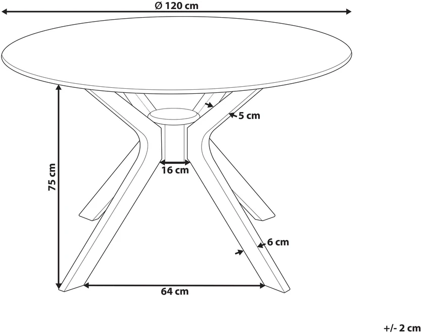 Beliani Valgomasis stalas TYMIS tamsaus raudonmedžio spalvos 120 cm