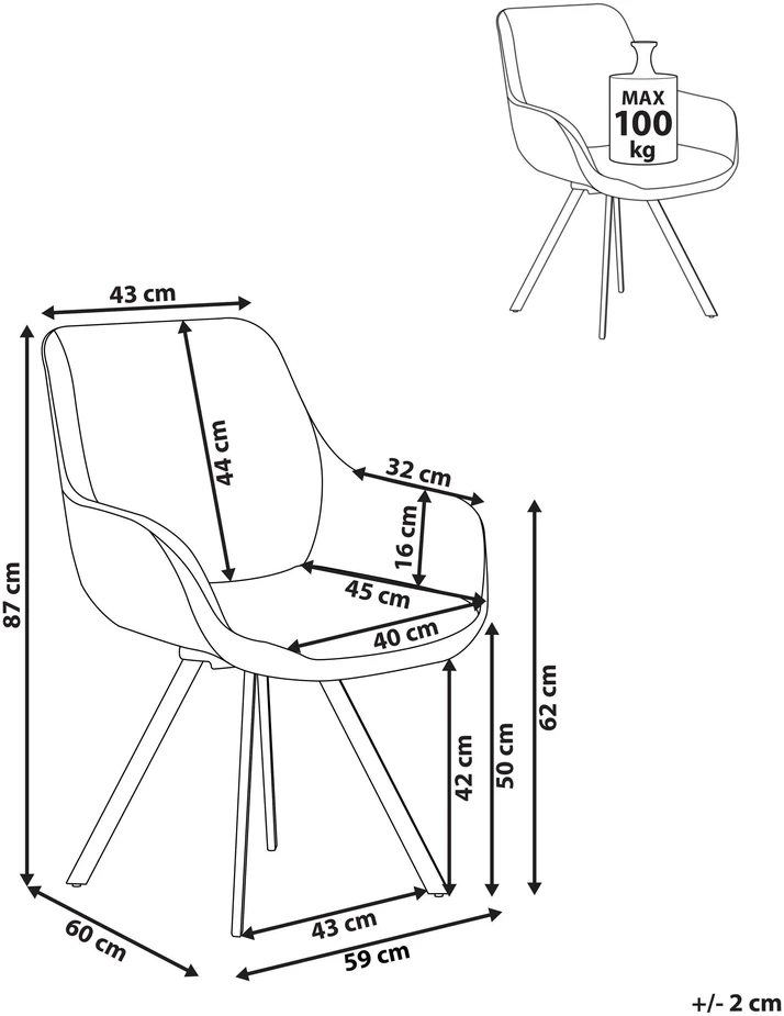 Beliani Valgomojo kėdė besisukanti MARCELLUS „boucle“ audinio, juoda/balta