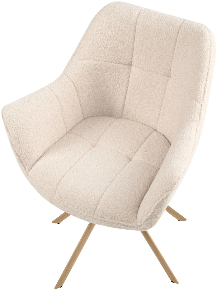 Beliani Valgomojo kėdė HAYDEN Boucle, šviesi smėlio spalva, sukamoji