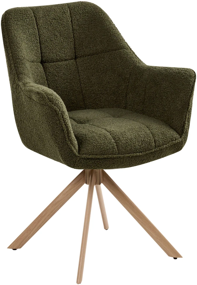 Beliani Valgomojo kėdė HAYDEN pasukama, boucle audinys, žalia