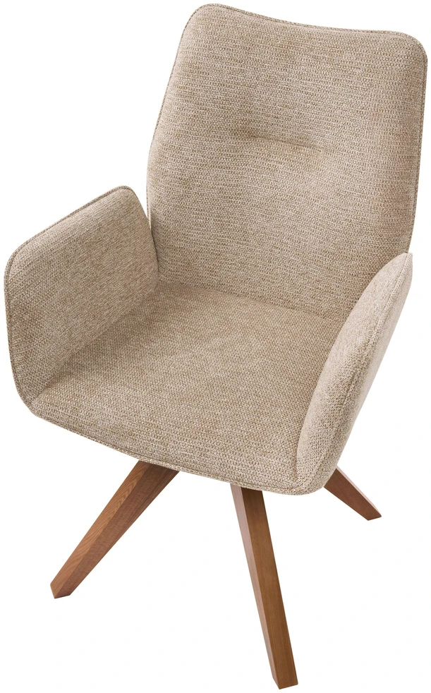 Beliani Valgomojo kėdė MOKENA sukamoji, sintetinis linas, smėlio spalvos