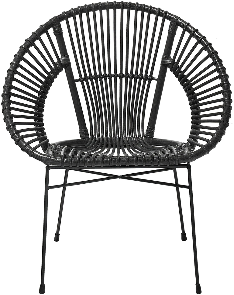 Beliani Valgomojo kėdė SARITA Rattan, juoda