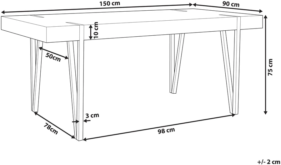 Beliani Valgomojo stalas ADENA šviesiai rudas 150 cm 90 cm