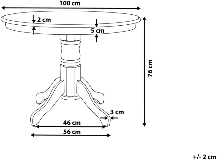 Beliani Valgomojo stalas AKRON Balta 100 cm 100 cm