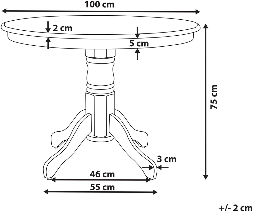 Beliani Valgomojo stalas AKRON juodas 100 cm