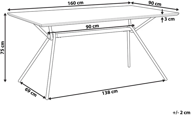 Beliani Valgomojo stalas AMSTERDAM tamsiai rudas 160 cm 90 cm