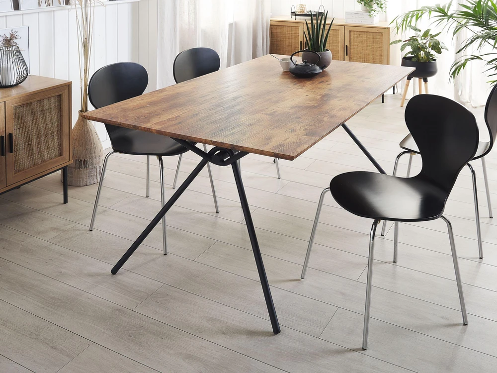 Beliani Valgomojo stalas AMSTERDAM tamsiai rudas 160 cm 90 cm