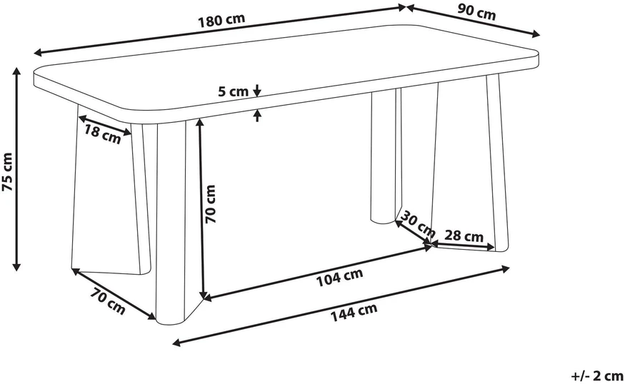 Beliani Valgomojo stalas ATLIN juodos spalvos 180 cm 90 cm