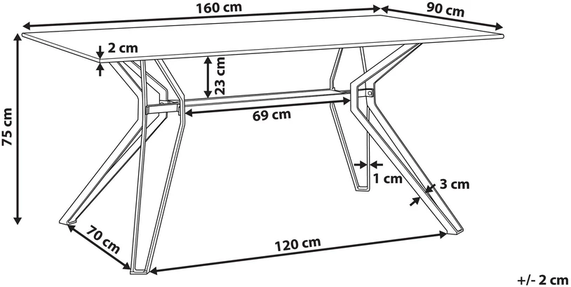 Beliani Valgomojo stalas BALLINA Baltas marmuras 160 cm 90 cm Grūdintas stiklas