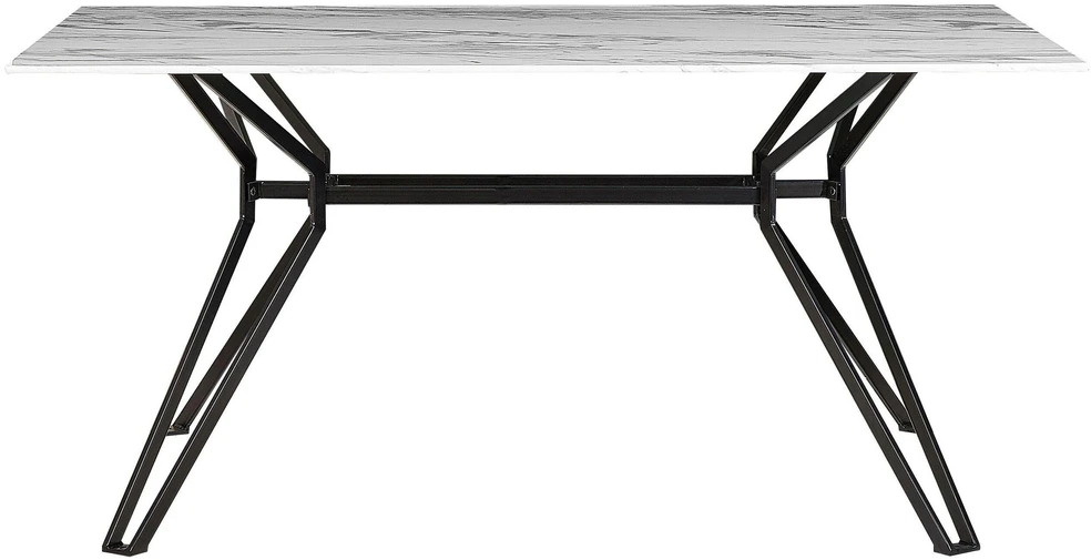 Beliani Valgomojo stalas BALLINA Baltas marmuras 160 cm 90 cm Grūdintas stiklas