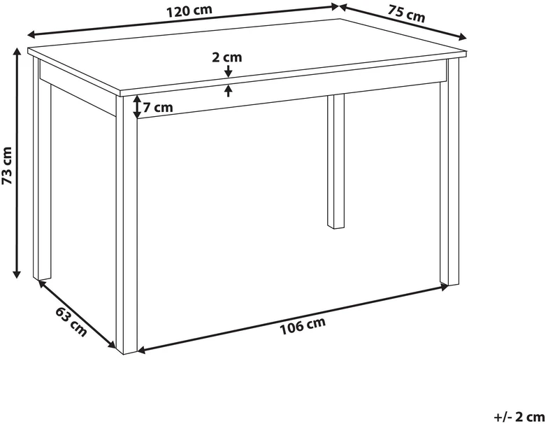 Beliani Valgomojo stalas BARLEE Baltas 120 cm 75 cm tuopos mediena