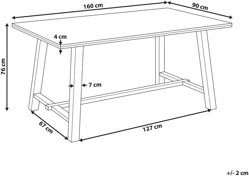 Beliani Valgomojo stalas BARNES natūralaus uosio spalvos, 160 cm x 90 cm