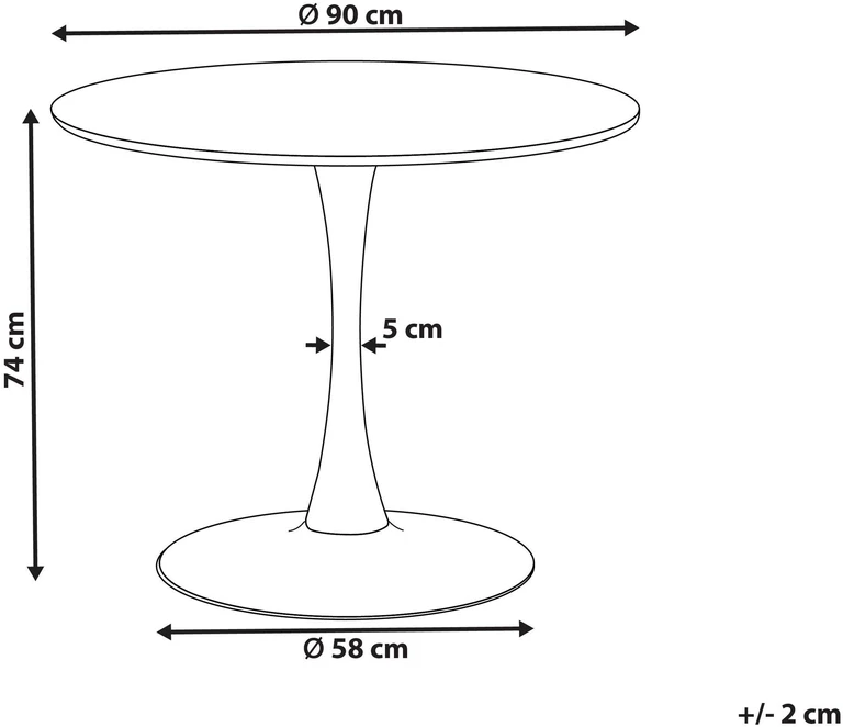 Beliani Valgomojo stalas BOCA marmuro imitacijos / auksinis 90 cm