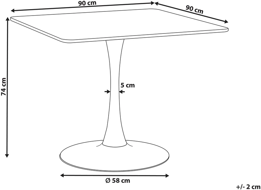 Beliani Valgomojo stalas BOCA šviesus uosis 90 cm 90 cm